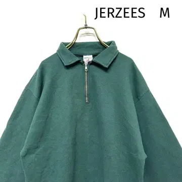 JERZEES 하프 지퍼 맨투맨 풀오버 그린