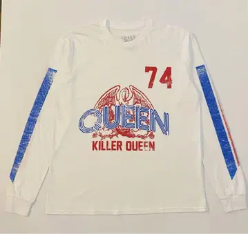새상품급 QUEEN 퀸 전면 프린트 롱T MADE IN UK 화이트 L