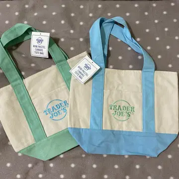 TRADER JOE'S 미니 토트백 블루, 그린 세트