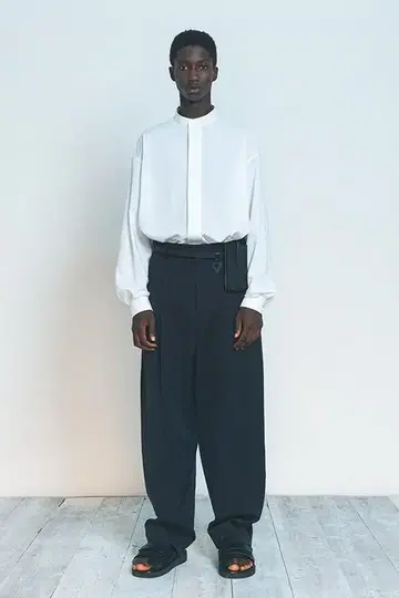 THE SLACKS 2TUCK WIDE/DARK NAVY/size:46