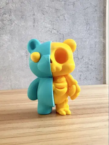 곰 모양 피규어 파랑-노랑 투톤 컬러