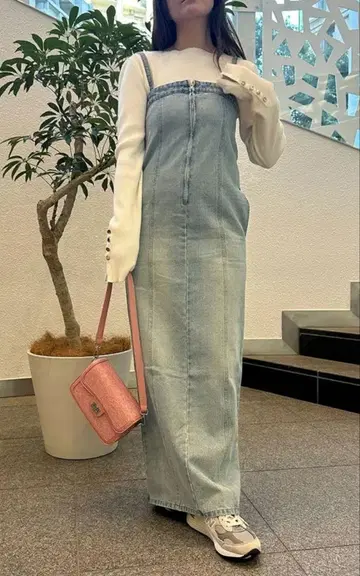 [미사용 새상품] 프론트 지퍼 데님 원피스