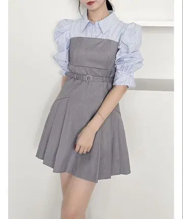 dazzlin 레이어드 셔츠 미니 원피스