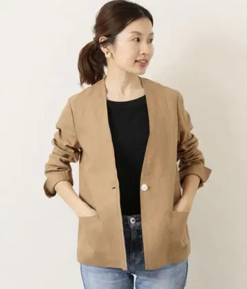 French Linen V넥 자켓 IENA 노카라 린넨 인기