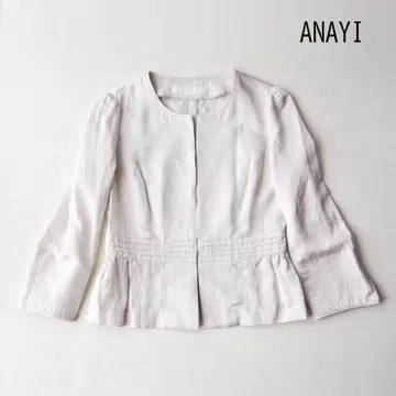 ANAYI 아나이 린넨 혼방 노카라 자켓 36 페플럼
