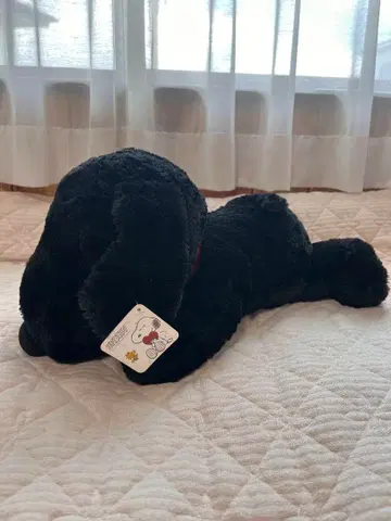 블랙 스누피 봉제 인형 엎드린