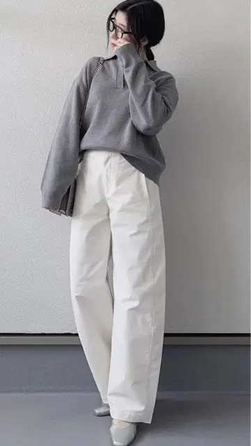 UNIQLO 스무스 코튼 릴랙스 폴로 스웨터 그레이 XL 새상품