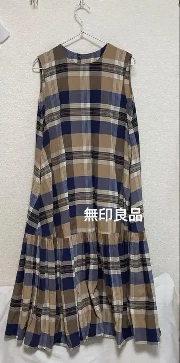 [무인양품/MUJI] 마드라스 체크 슬리브리스 원피스