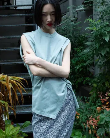 Cotton Jersey Asymmetric Sleeveless Top