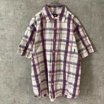HELLY HANSEN 반팔 셔츠 XL 와셔 가공 마드라스 체크