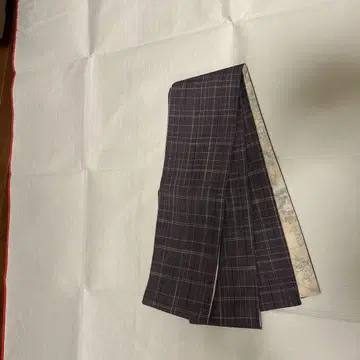 반폭 오비 보라색 핑크 체크 무늬