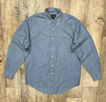 90'S J.CREW 구 택 샴브레이 워크 셔츠 블루 USA제