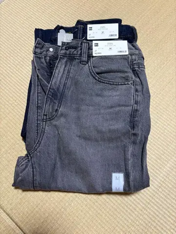 데님 팬츠 그레이 네이비 M 세트