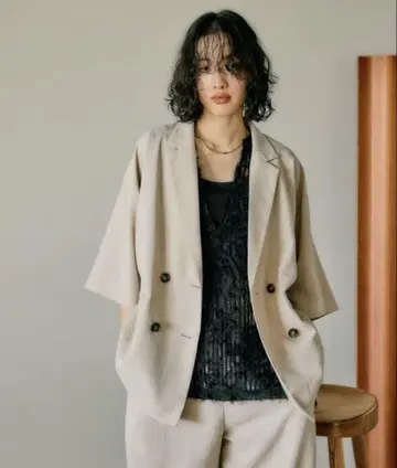 렙심 린넨라이크루즈 W 5분 소매 자켓