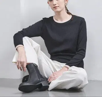 UNITED ARROWS 네이비 긴팔 티셔츠 바이컬러