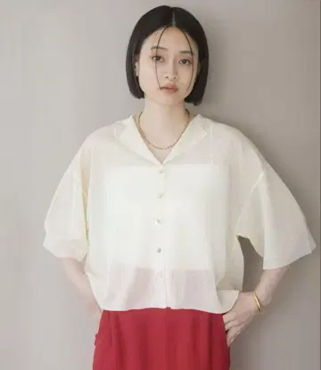 시스루 화이트 셔츠 반팔 프리 사이즈