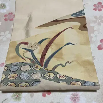 나고야 오비 아이보리색 앤티크