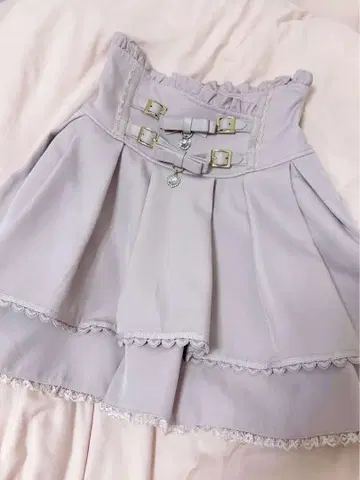 LIZLISA 2단 리본 벨트 치마바지 핑크