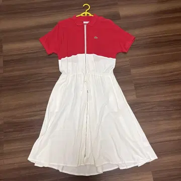 LACOSTE 반팔 원피스 사이즈 36 레드/화이트
