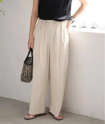 워셔블 코튼 린넨 VIS 와이드 팬츠