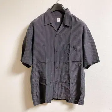 EDIFICE LA BOUCLE 스트라이프 오픈 카라 셔츠 레이온