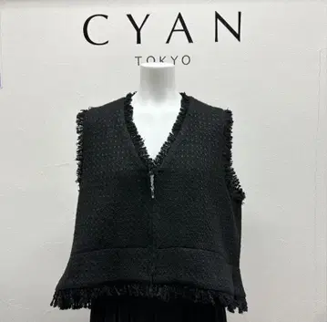 CYAN TOKYO x 샹드라로즈 한정 트위드 베스트 블랙 새상품