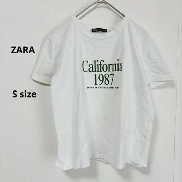 자라 ZARA 반팔 티셔츠 S 화이트 로고 프린트 티셔츠 캐주얼