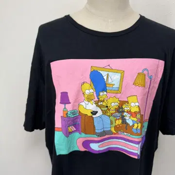 심슨 3XL 애니메이션 티셔츠 소파 장면 프린트 구제 의류 j-120