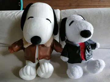 헤이세이 레트로 PEANUTS 가죽 재킷 스누피 봉제 인형 2개 세트