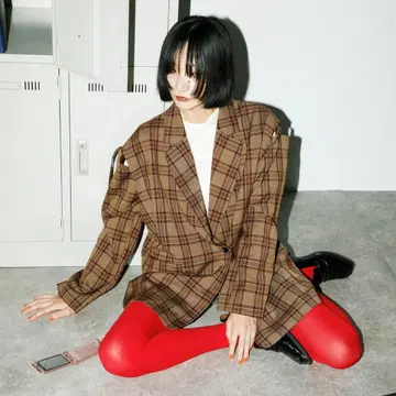 KBF 리무버블 슬리브 체크 자켓