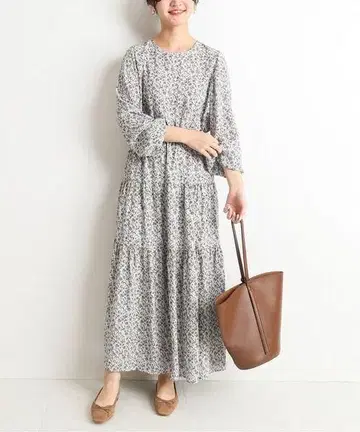 [새상품급] SLOBE IENA 플라워 프린트 티어드 원피스