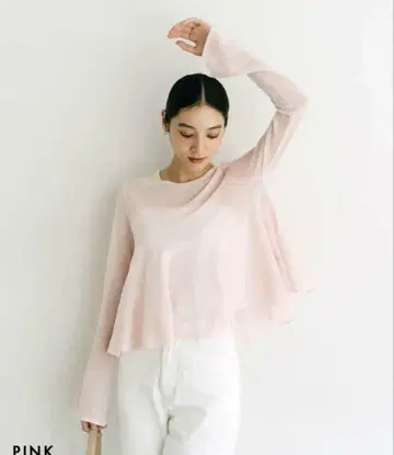 택 포함 미사용 새상품 페플럼 시어 탑 핑크