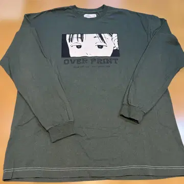 over print 긴팔 티셔츠 그린