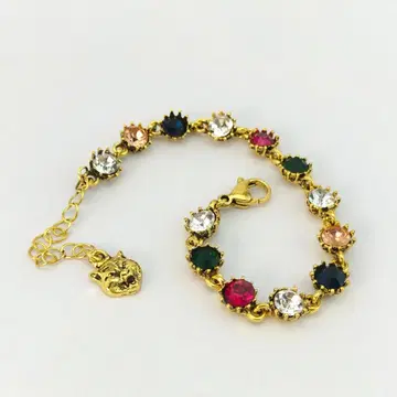 다색 스톤 금도금 팔찌