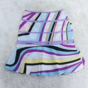 EMILIO PUCCI 플레어 스커트 기하학 패턴 사이즈 34