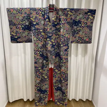 [작은 체구용] 기모노 순수 실크 코몬 안깃 부착