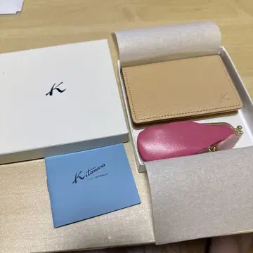Kitamura 키타무라 명함지갑 베이지, 인감 케이스 핑크
