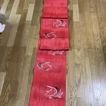 나고야 오비 봉황 자수 빨간색