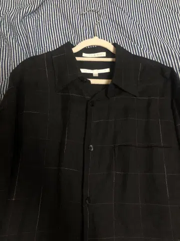 PERRY ELLIS linen rayon 체크 셔츠