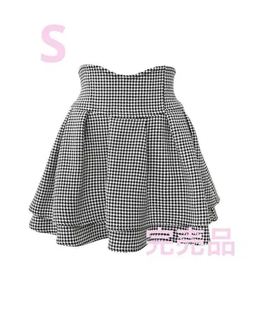미셸 마카롱 슬림 레그 스커트 하운드투스 체크 패턴