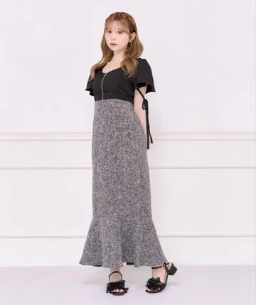 소매 플레어 머메이드 원피스