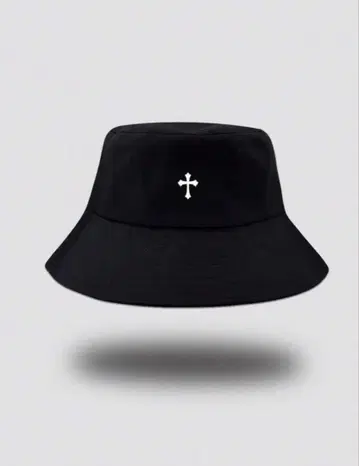 블랙 버킷햇 크로스 자수