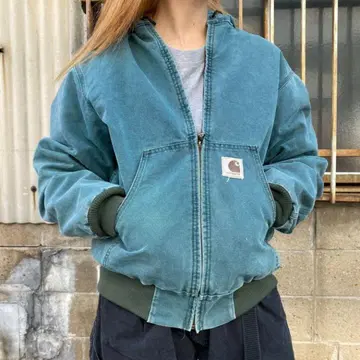 Carhartt 후드 점퍼 청록색