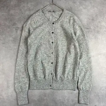 UNIQLO 유니클로 캐시미어 100% 크루넥 가디건 M 그레이
