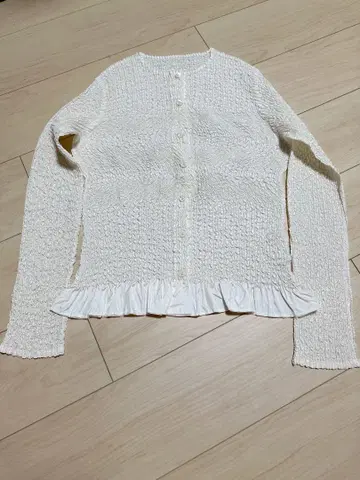 히시누마 요시키 가디건 화이트 셔링 프릴 디자인