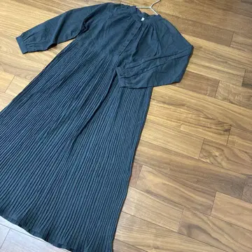 [ Wardrobe ] 롱 원피스 짙은 녹색 그린 넉넉한 F 면 혼방