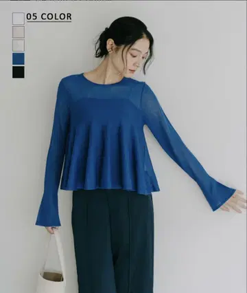 페플럼 시어 탑 블루 택 포함
