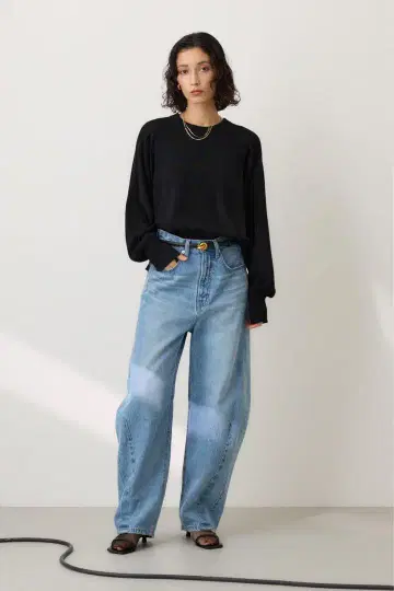 crie confort 벌룬 데님 팬츠 커브 팬츠 M
