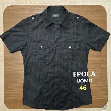 [새상품급] [EPOCA UOMO] 블랙 반팔 셔츠 Size 46