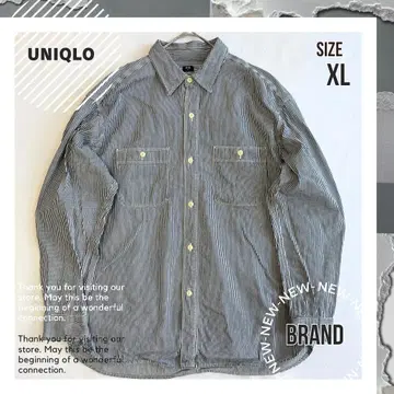 [ UNIQLO ] 유니클로 히코리 패턴 워크 셔츠 긴팔